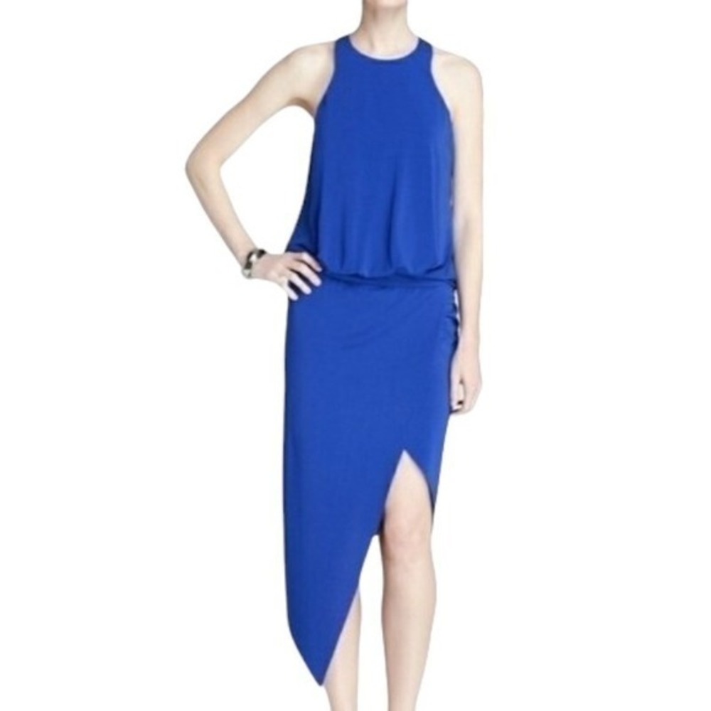 Elizabeth and James Blue Asymmetrical Racerback Sleeveless Rowan Dress- Medium